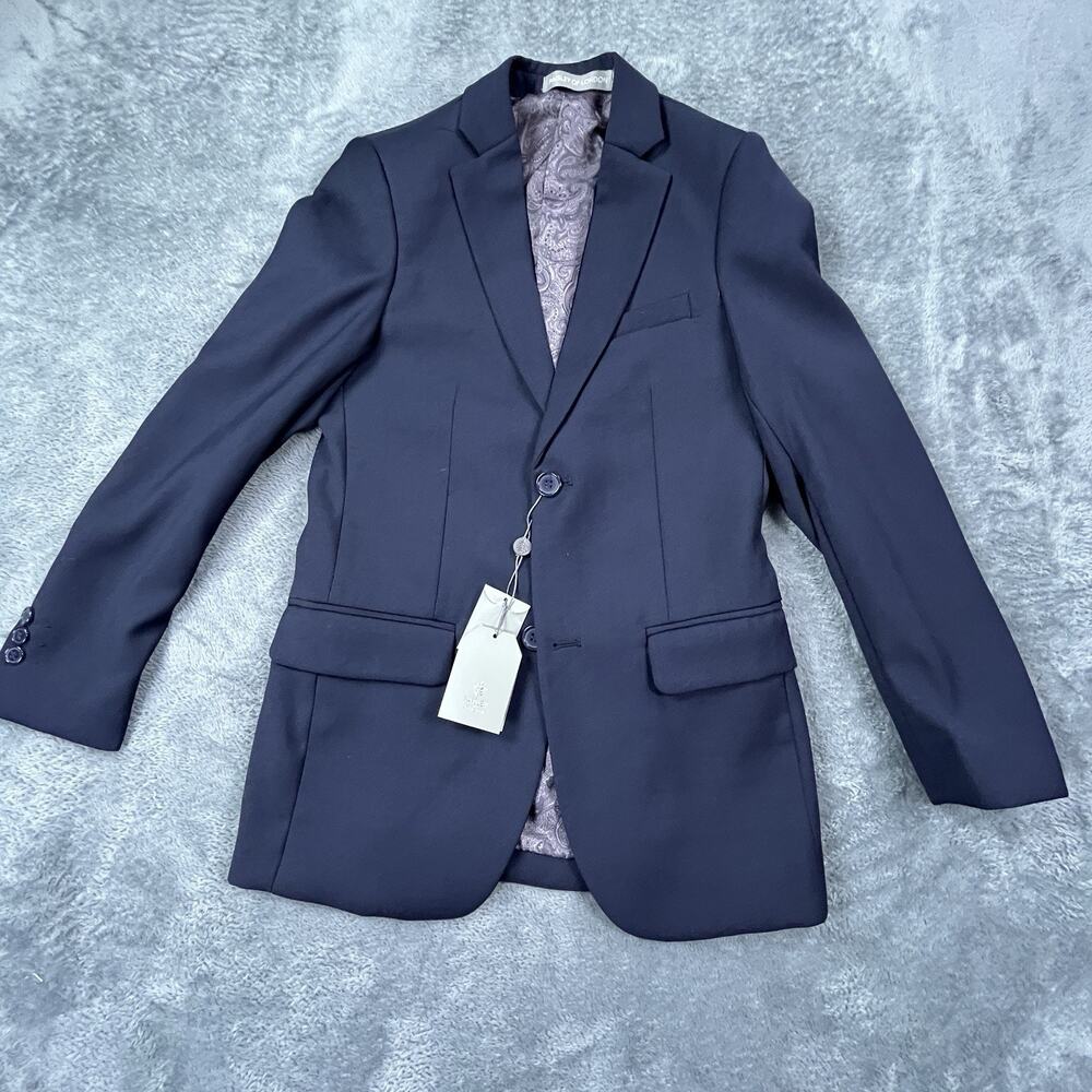 London Paisley Navy Blazer Boys Large 16 Blue UK 12 Sports Jacket Pockets